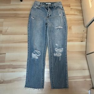 Pacsun size 23 high rise straight ripped jeans inseam 27”